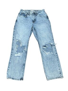 ✨ Good American Straight Leg Jeans Size 26 Light Wash Distressed Denim